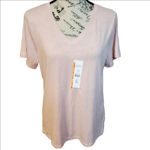 Time and Tru Pink V-Neck Short Sleeve T-Shirt - Medium NWT